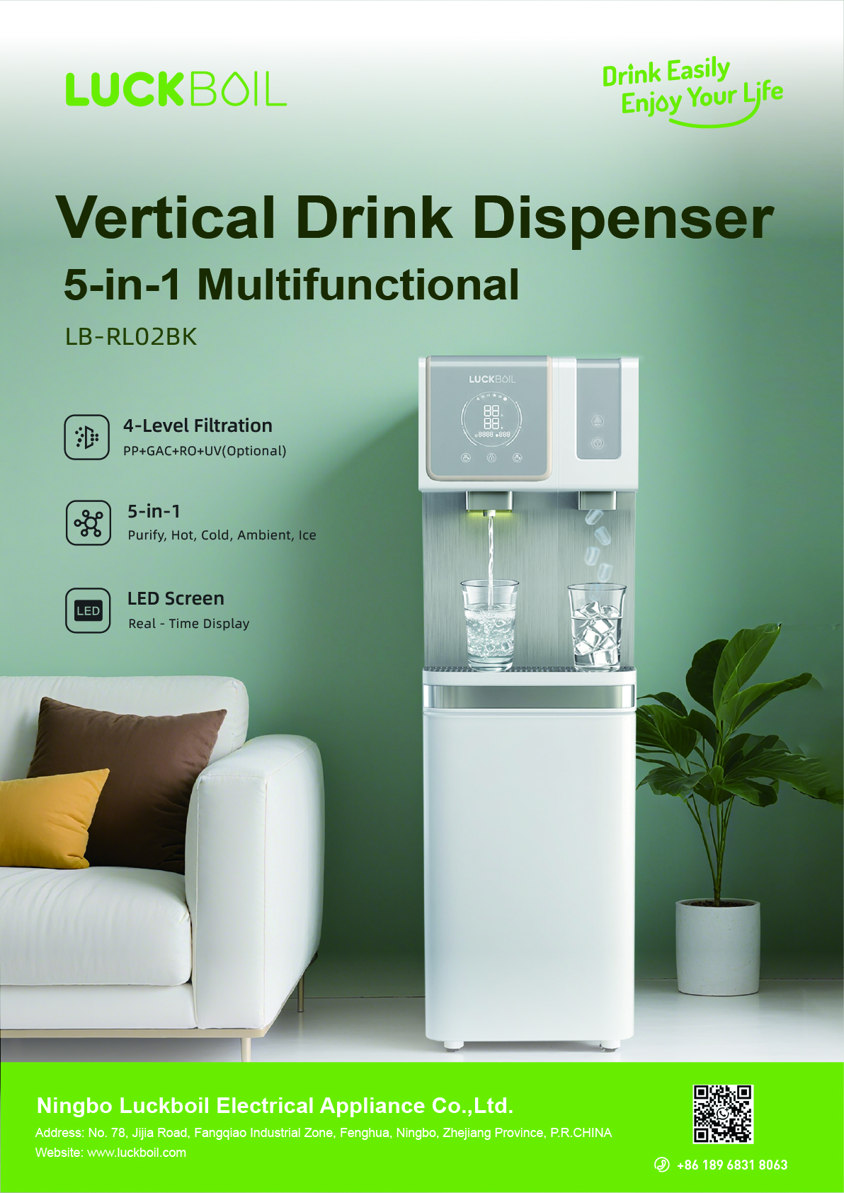 Vertical Drink Dispenser 5-in-1 Multifunctional