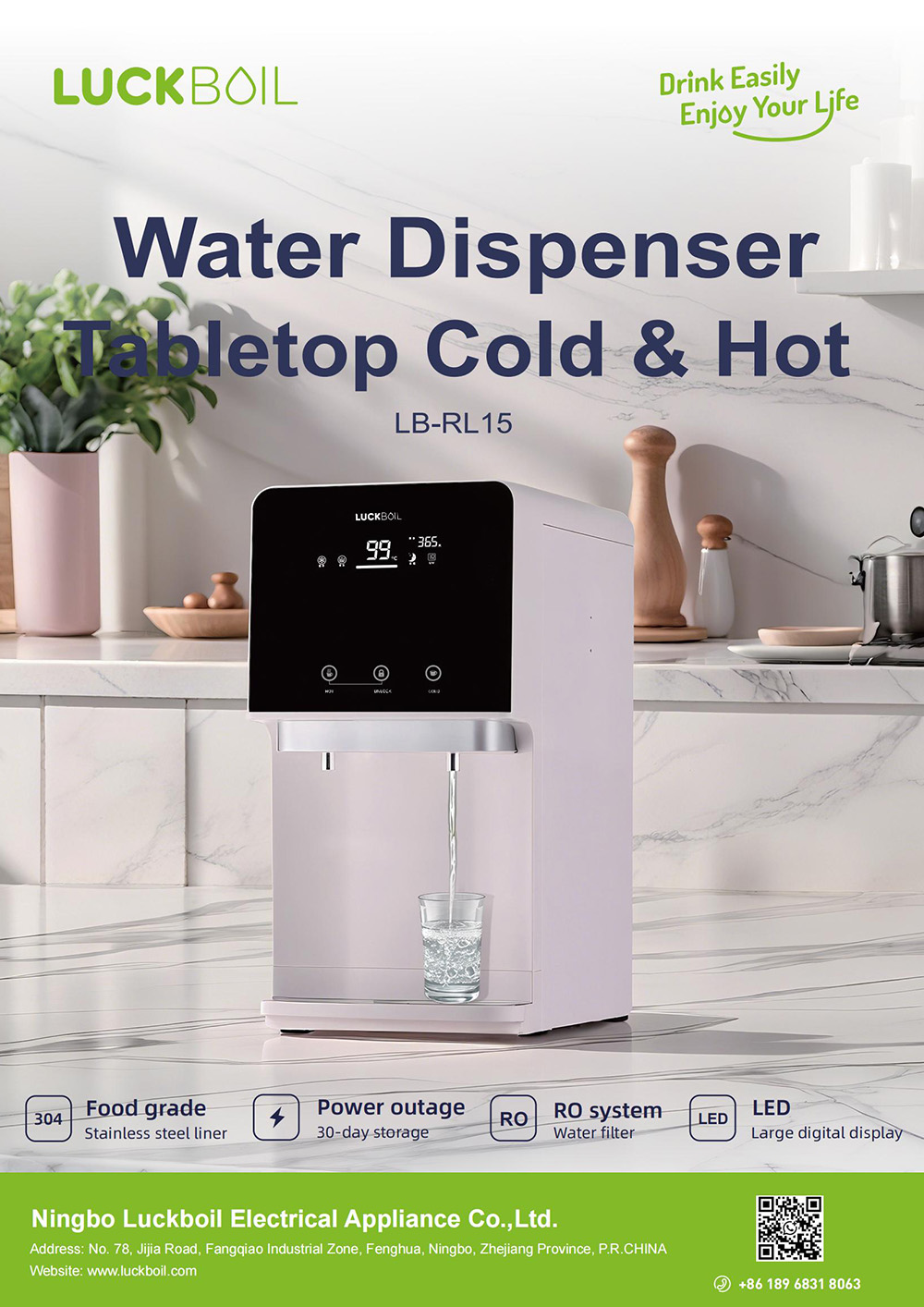 Desktop water dispenser with RO